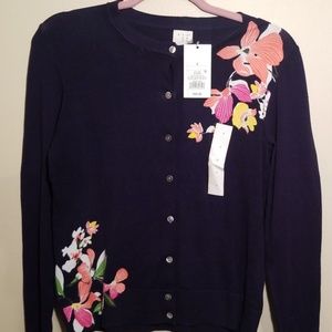 Floral Navy Cardigan - NWT Size Small